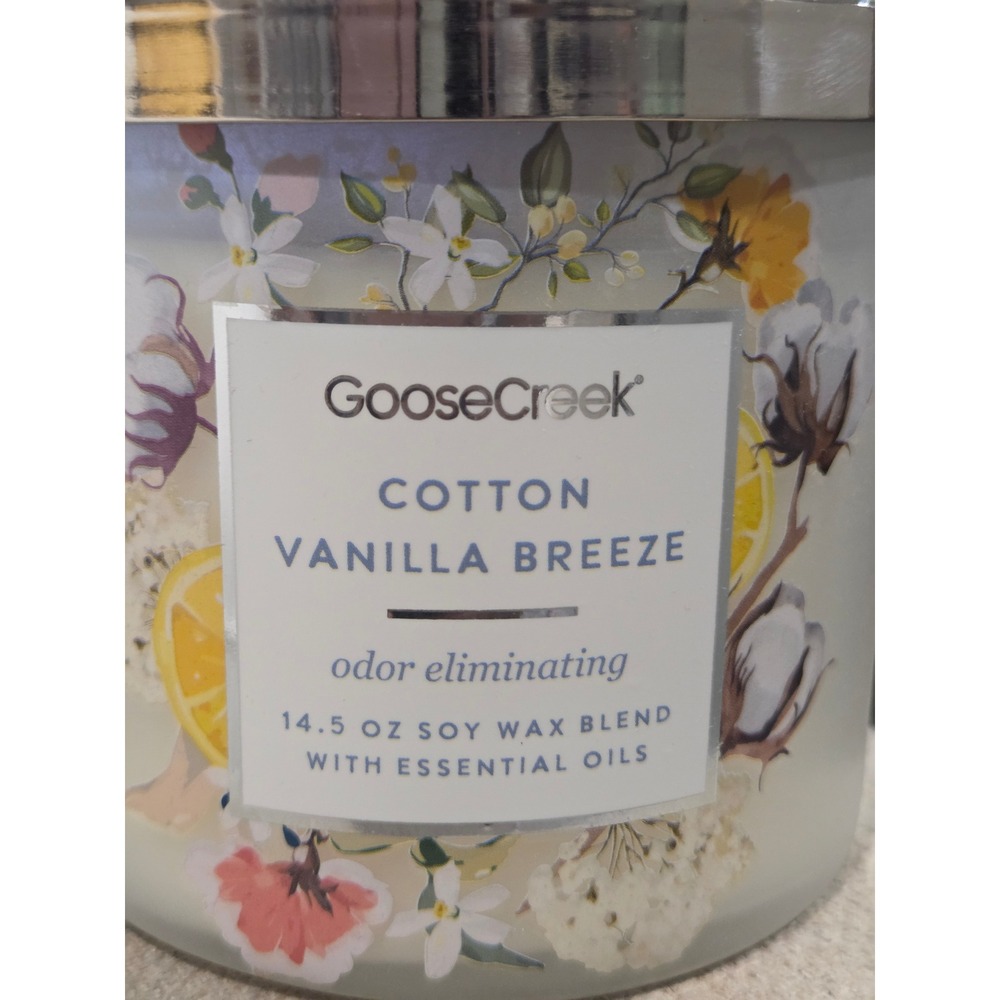 Goose Creek Cotton Vanilla Breeze 3-Wick Candle 14.5 oz Soy Wax Blend OE151078